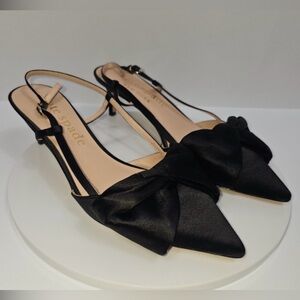 Kate Spade Black Satin Bow Heels 9.5